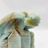 Caribbean Calcite Flying Dragon With Castle Carving -Wholesale Crystals