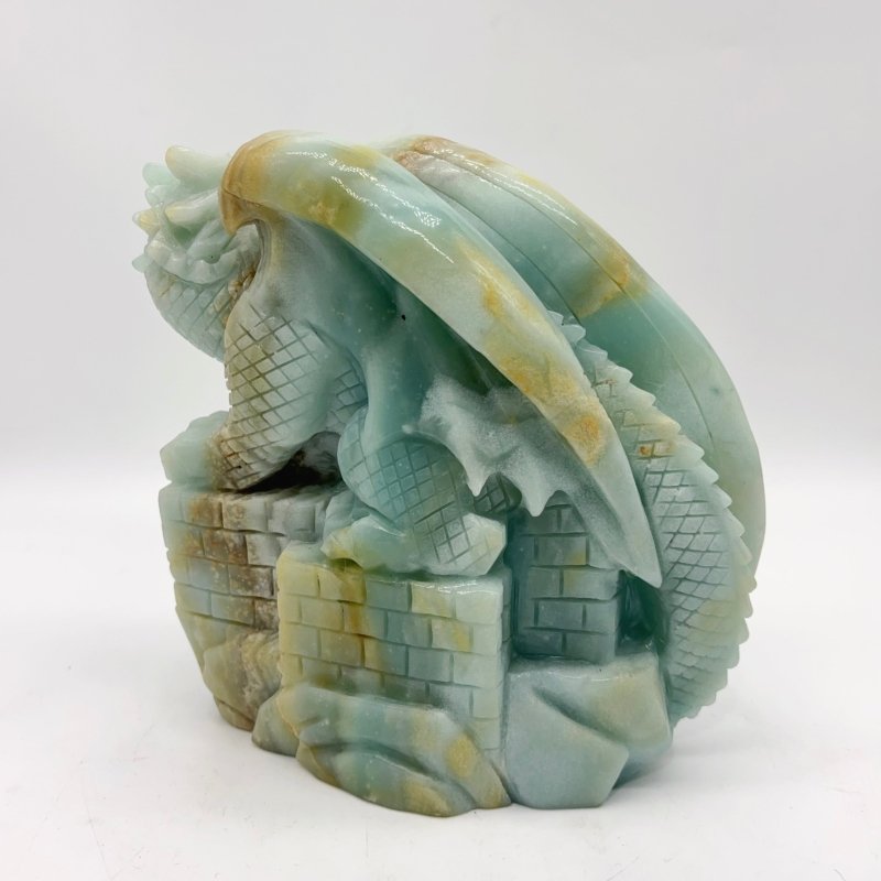 Caribbean Calcite Flying Dragon With Castle Carving -Wholesale Crystals
