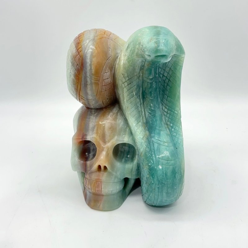 Caribbean Calcite Skull Snake Carving -Wholesale Crystals