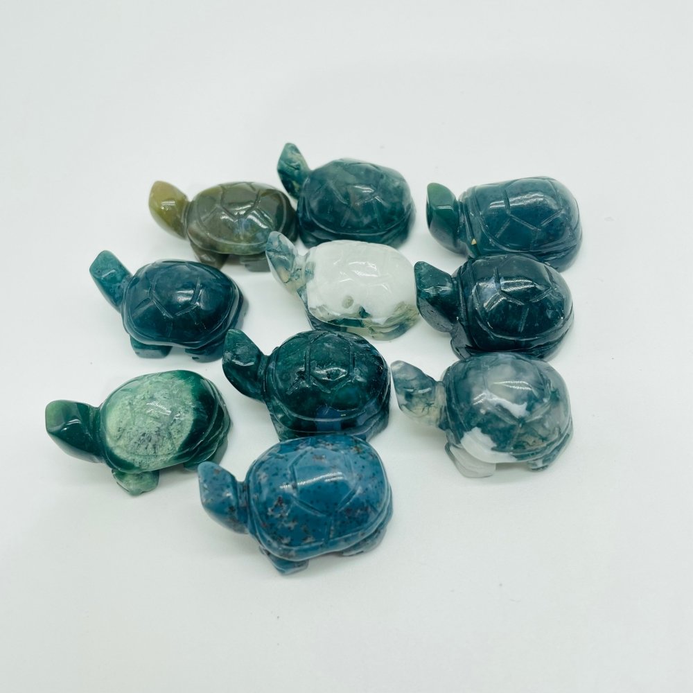 Caribbean & Moss Agate Turtle Carving Wholesale -Wholesale Crystals