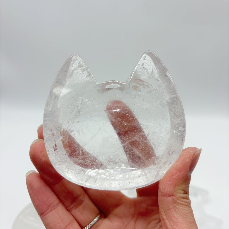 Cat Head Shape Clear Quartz Shallow Bowl Wholesale -Wholesale Crystals