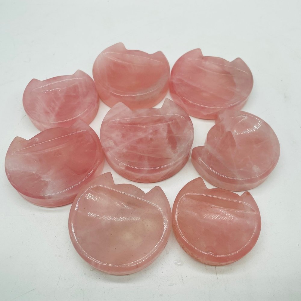 Cat Head Shape Madagascar Pink Rose Quartz Carving Wholesale -Wholesale Crystals