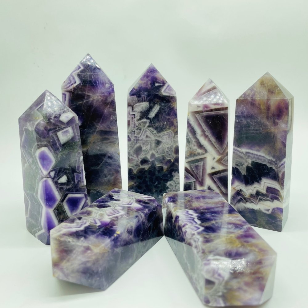 Chevron Amethyst Four-Sided Tower Point Wholesale -Wholesale Crystals