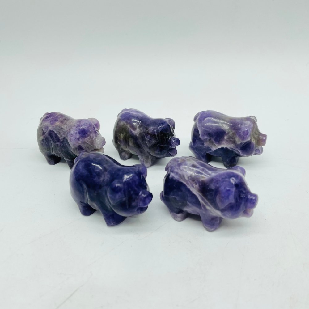 Chevron Amethyst Pig Carving Animal Wholesale -Wholesale Crystals