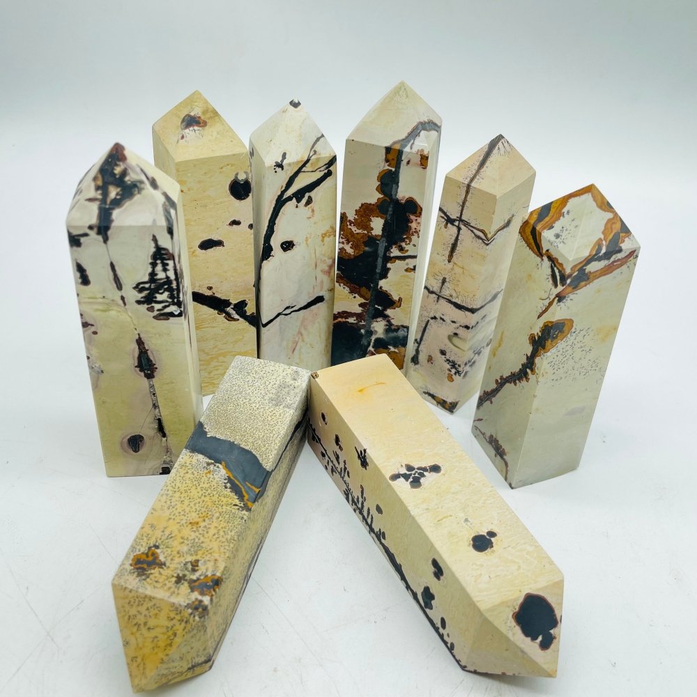 Chinese Painting Stone Four-Sided Tower Point Wholesale -Wholesale Crystals