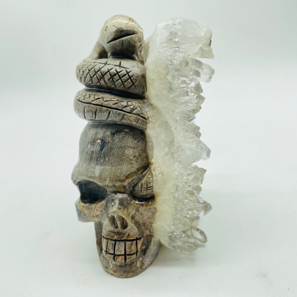 Clear Quartz Cluster Snake Skull Carving -Wholesale Crystals