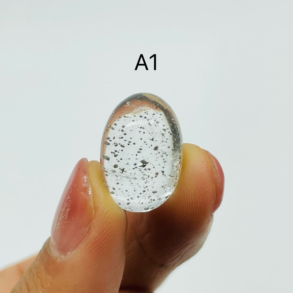 Clear Quartz With Pyrite Cabochon Stone Oval Gemstone For Jewelry Making DIY -Wholesale Crystals