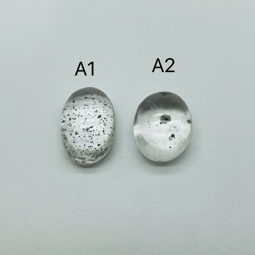 Clear Quartz With Pyrite Cabochon Stone Oval Gemstone For Jewelry Making DIY -Wholesale Crystals