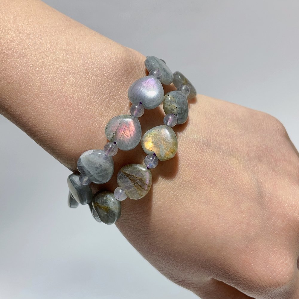 Colorful Labradorite Heart Purple Yellow Blue High Quality Bracelet Wholesale -Wholesale Crystals