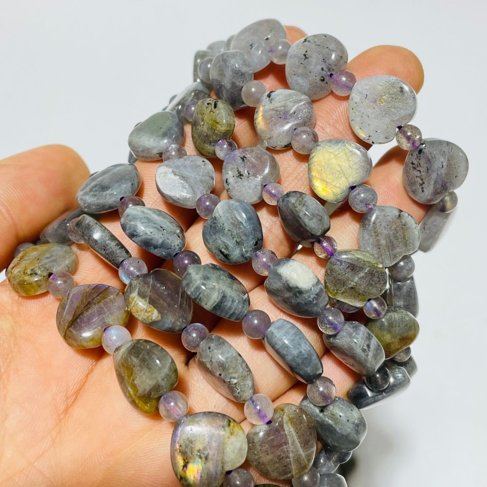 Colorful Labradorite Heart Purple Yellow Blue High Quality Bracelet Wholesale -Wholesale Crystals