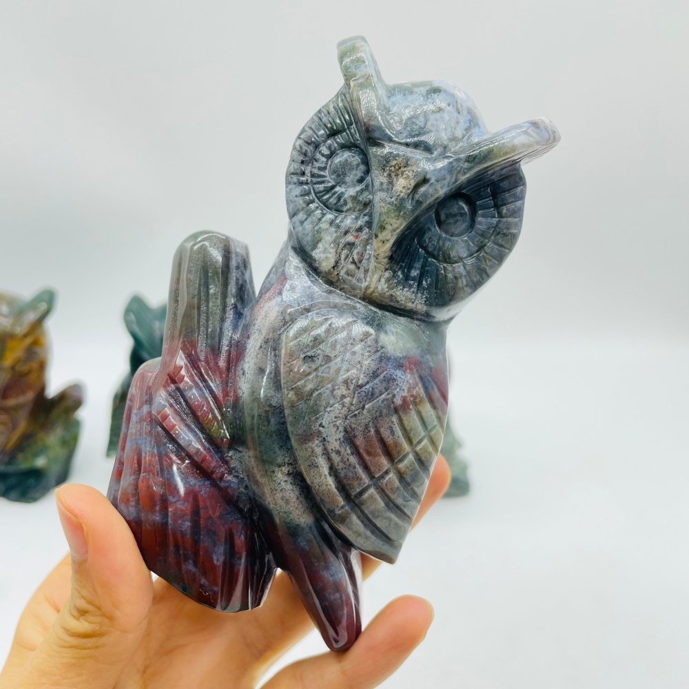 4 Pieces High Quality Ocean Jasper Owl Carving -Wholesale Crystals