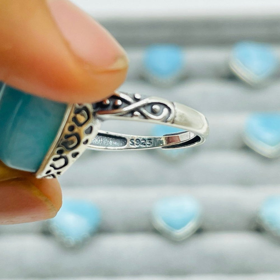 Stunning 925 Sterling Silver Larimar Ring sale