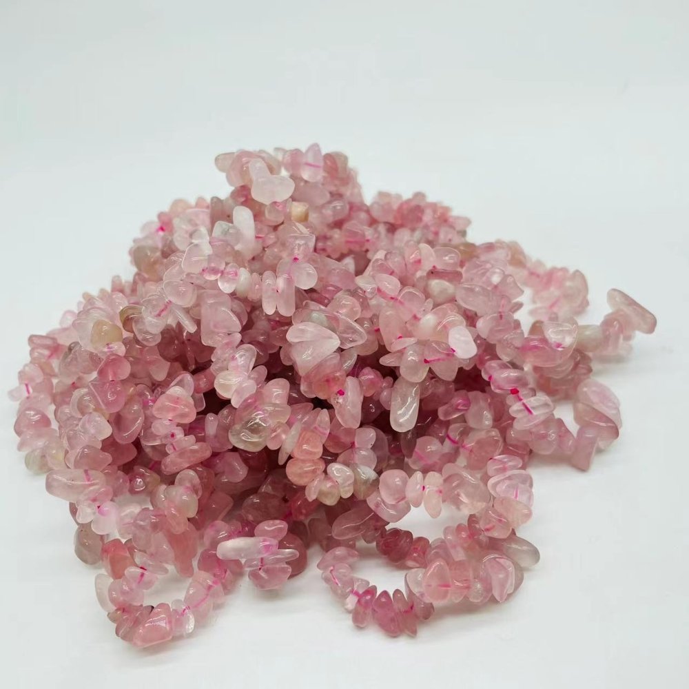 Deep Pink Madagascar Rose Quartz Chip Bracelet Wholesale -Wholesale Crystals