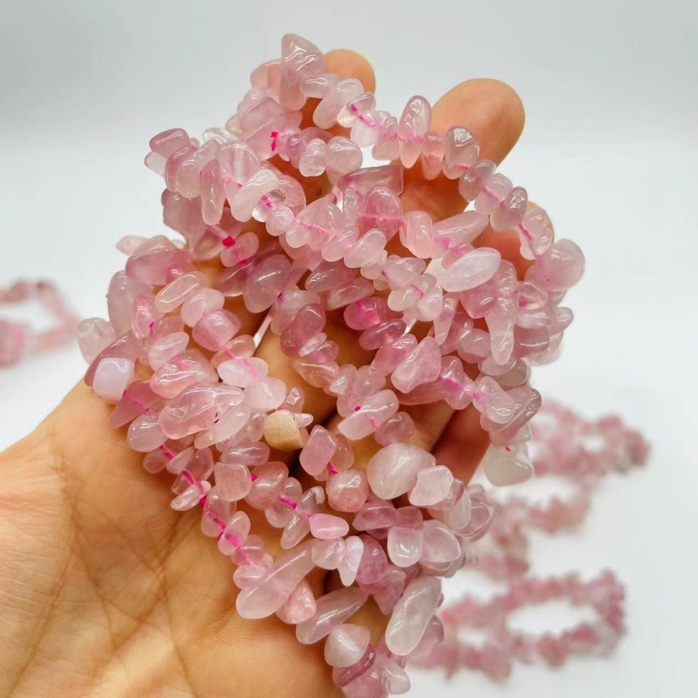 Deep Pink Madagascar Rose Quartz Chip Bracelet Wholesale -Wholesale Crystals
