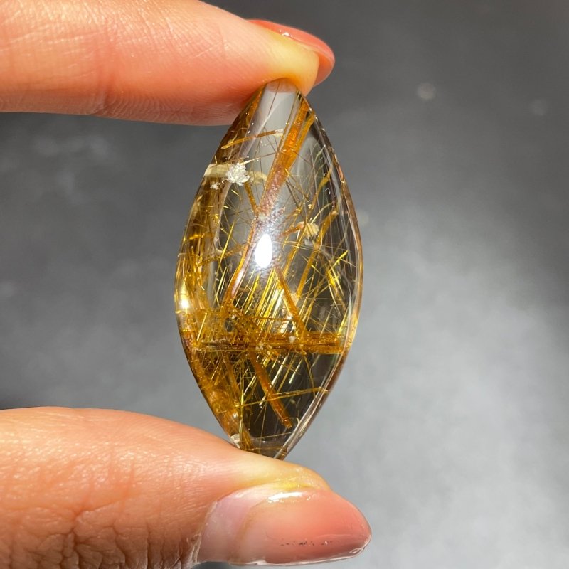 Eye Shape Gold Rutile Pendant Jewelry Making -Wholesale Crystals