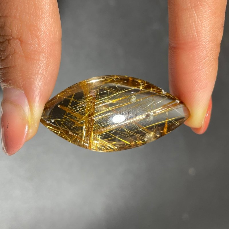 Eye Shape Gold Rutile Pendant Jewelry Making -Wholesale Crystals
