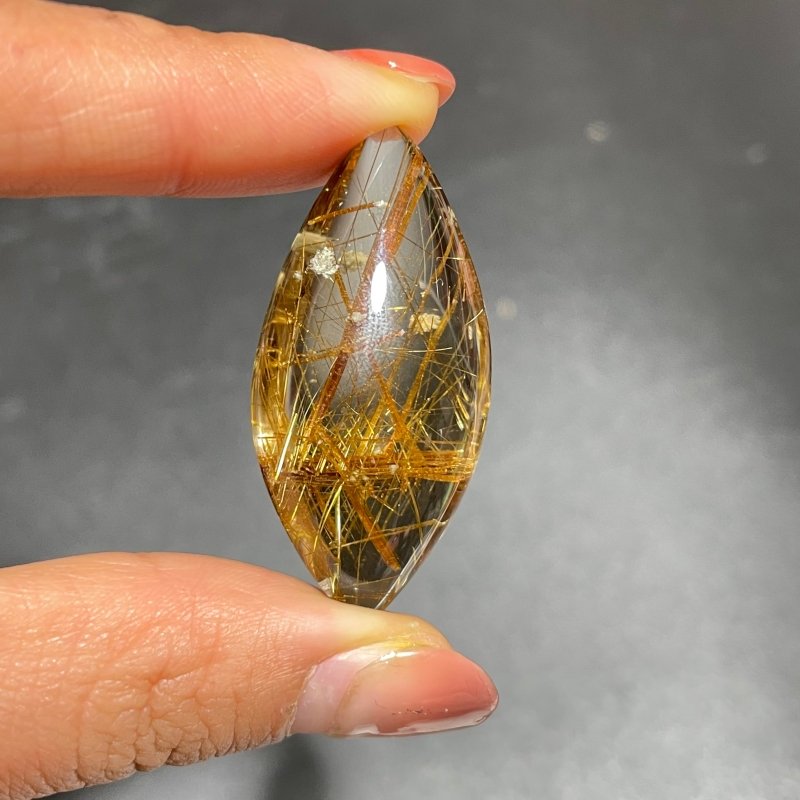 Eye Shape Gold Rutile Pendant Jewelry Making -Wholesale Crystals