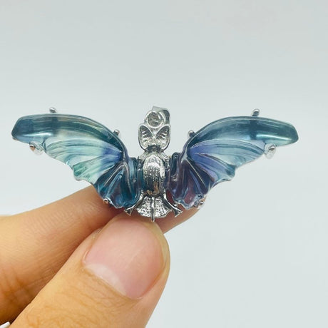 Fluorite Bat Carving Pendant Halloween Stone Bat Wholesale -Wholesale Crystals