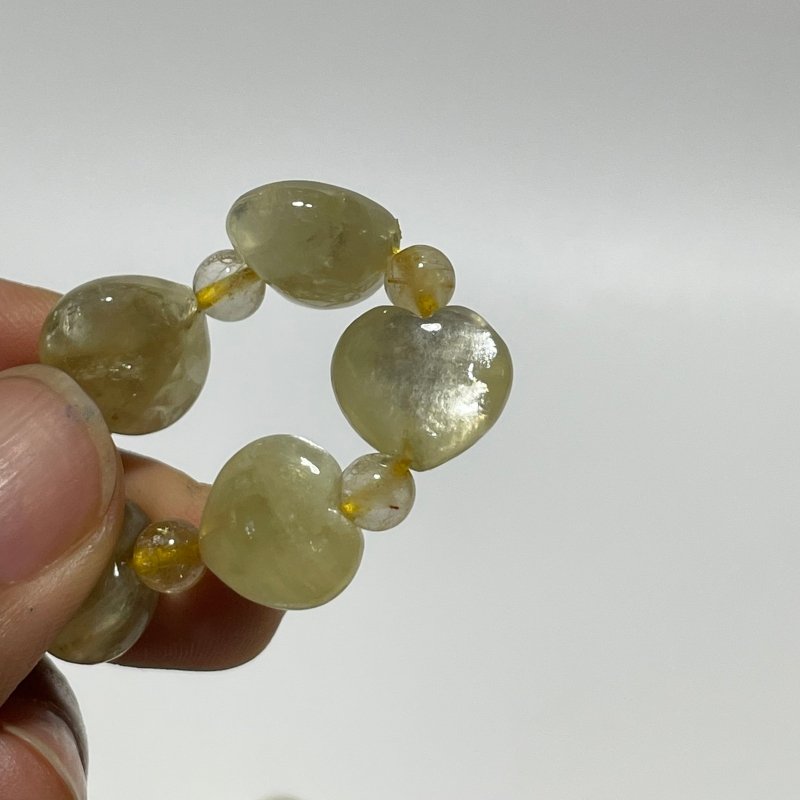 Gold Mica Heart With Gold Rutile Bead Bracelet Wholesale -Wholesale Crystals