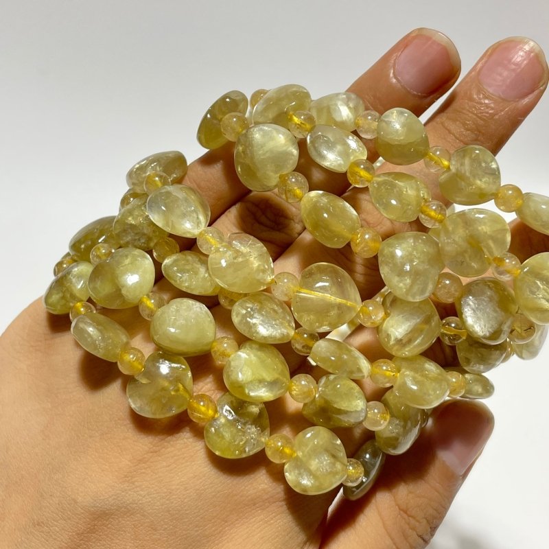 Gold Mica Heart With Gold Rutile Bead Bracelet Wholesale -Wholesale Crystals