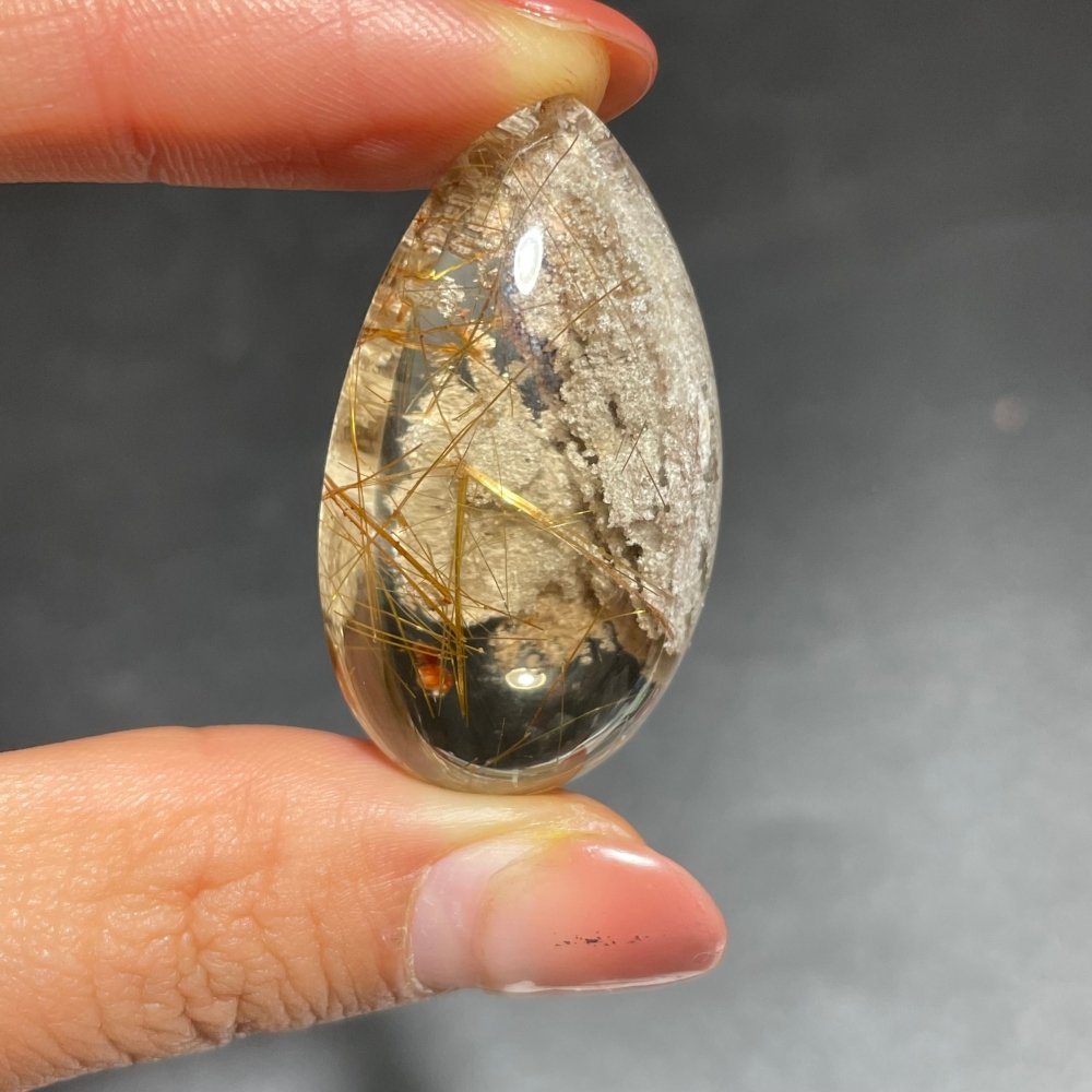 Gold Rutile Mixed White Garden Quartz Teardrop Pendant -Wholesale Crystals