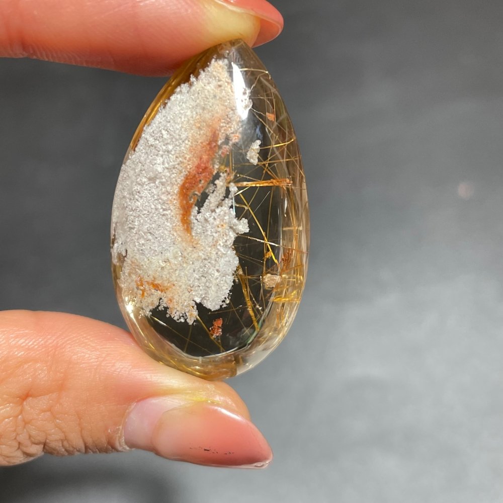 Gold Rutile Mixed White Garden Quartz Teardrop Pendant -Wholesale Crystals