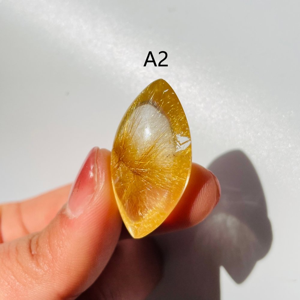 Gold Rutile Quartz Marquise Shape For Jewelry Making DIY Pendant -Wholesale Crystals
