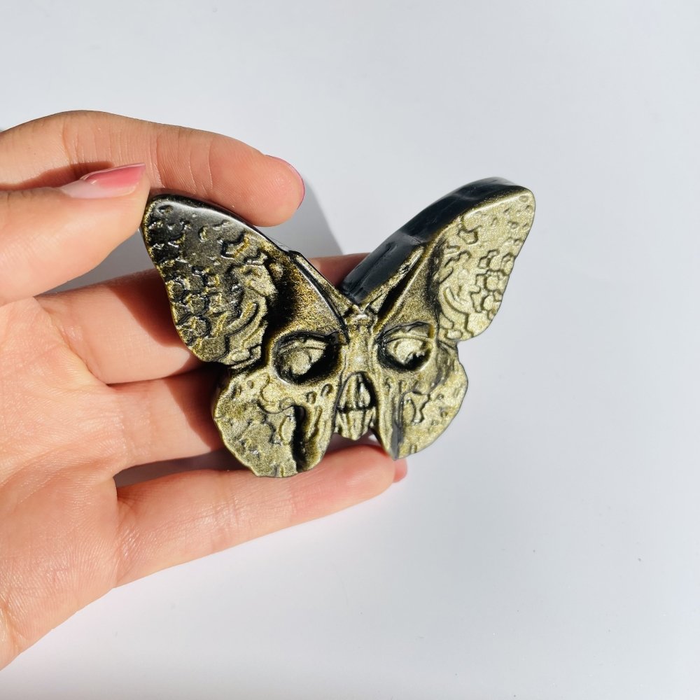 Gold Sheen Obsidian Butterfly Skull Carving Wholesale -Wholesale Crystals