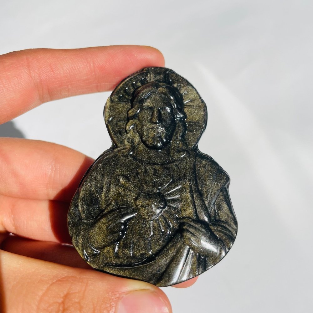 Gold Sheen Obsidian Jesus Carving Wholesale -Wholesale Crystals