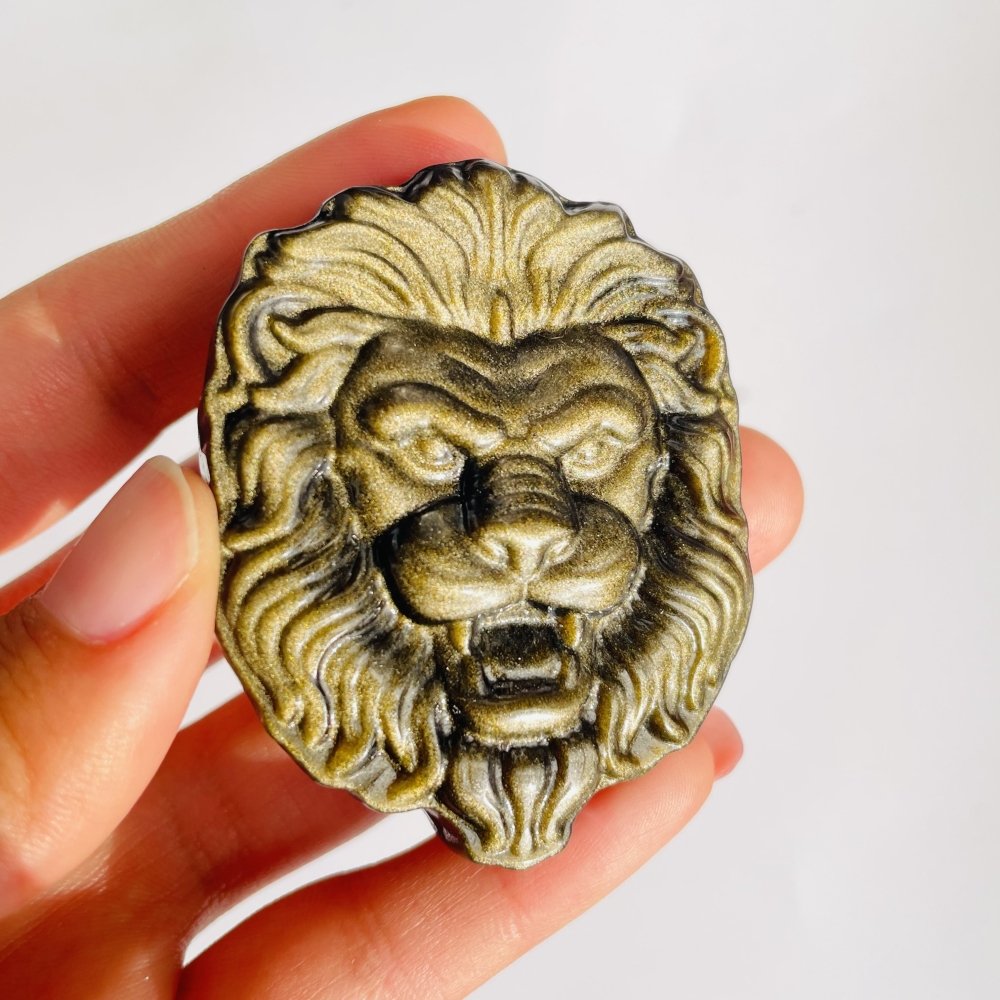 Gold Sheen Obsidian Lion Head Carving Wholesale -Wholesale Crystals
