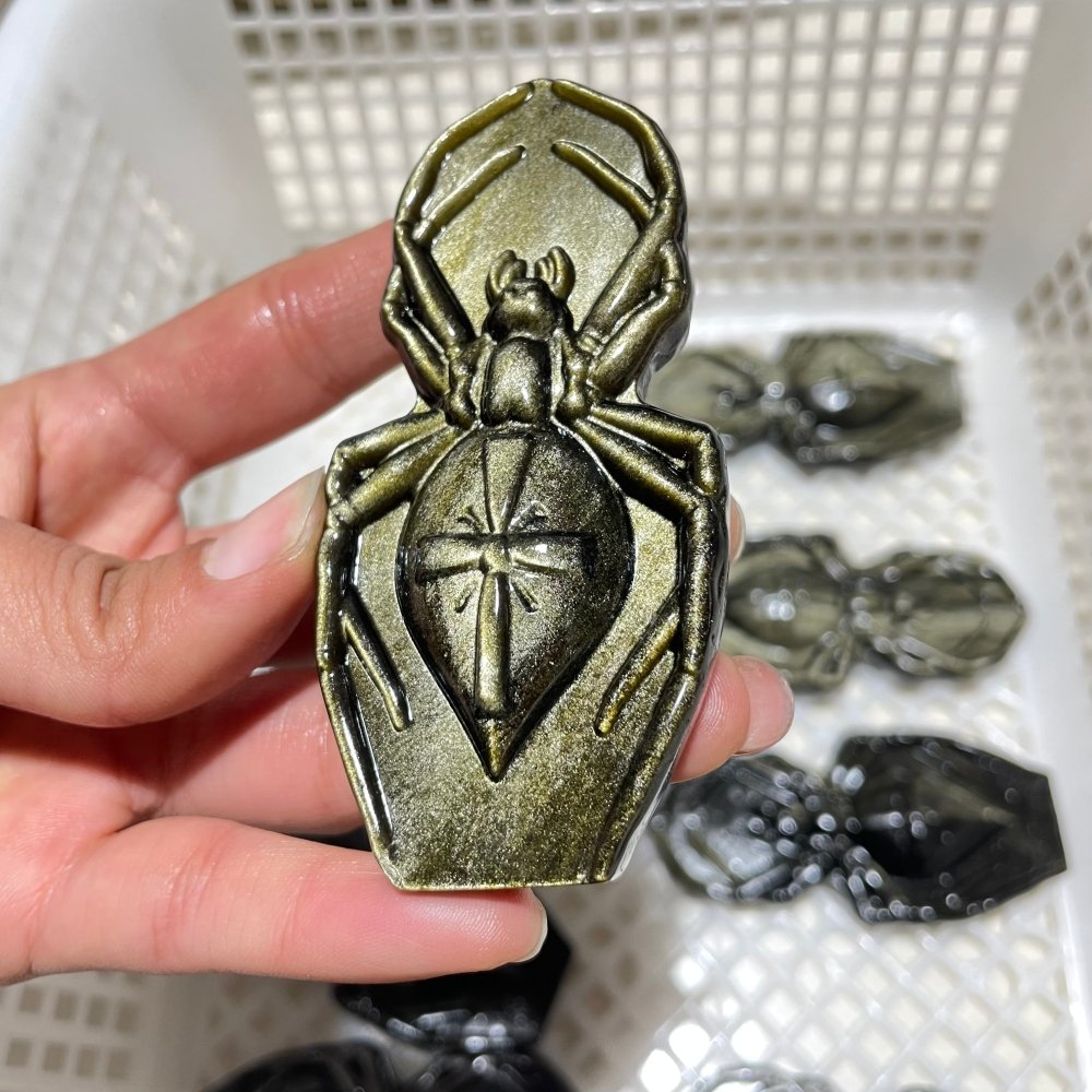 Gold Sheen Obsidian Spider Carving Wholesale -Wholesale Crystals