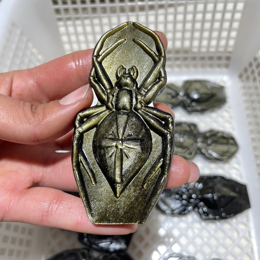 Gold Sheen Obsidian Spider Carving Wholesale -Wholesale Crystals
