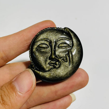 Gold Sheen Obsidian Sun & Moon Carving Wholesale -Wholesale Crystals