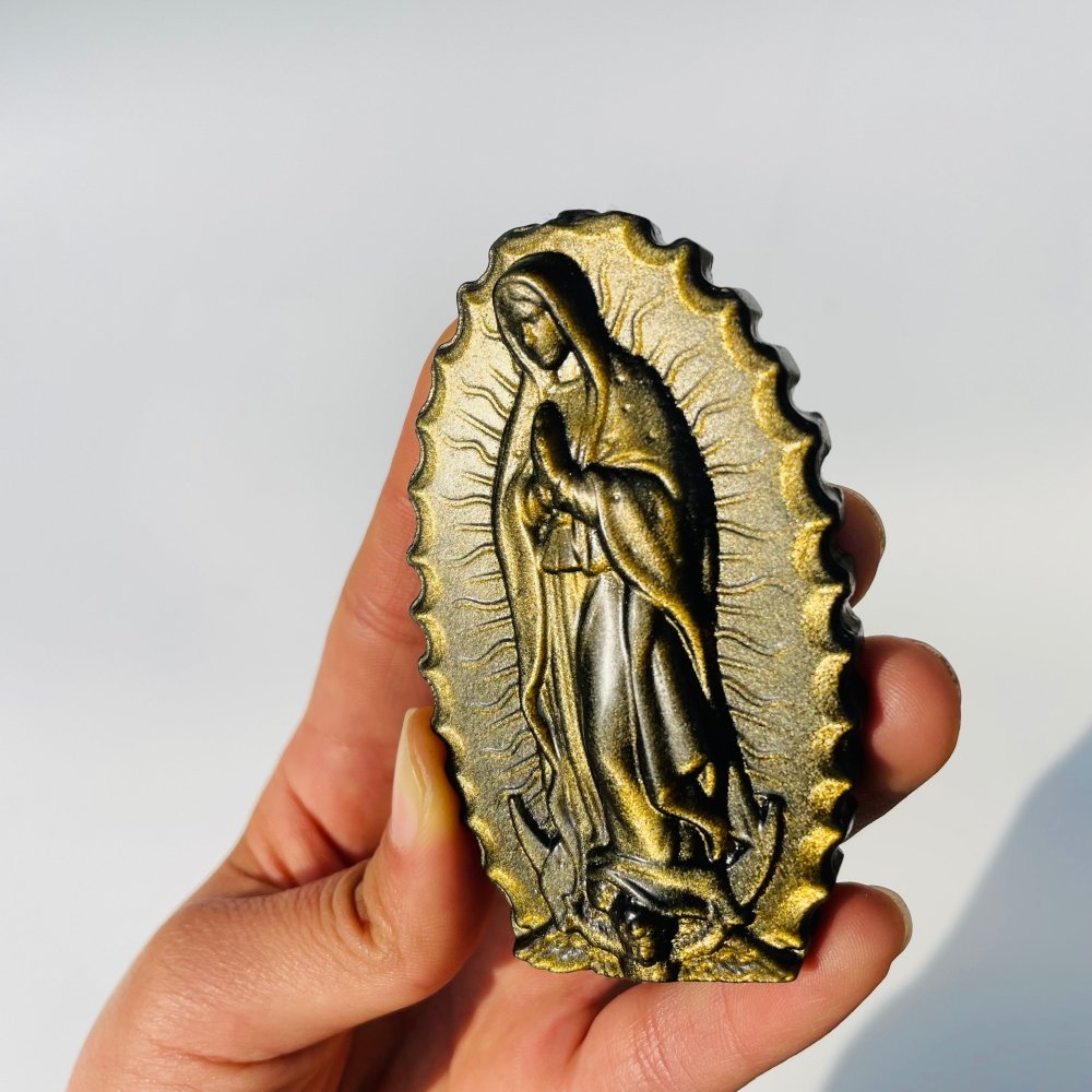 Gold Sheen Obsidian Virgin Mary Carving Wholesale -Wholesale Crystals