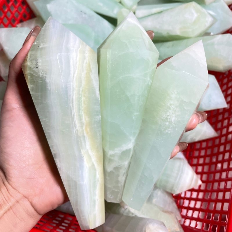 Green Calcite Scepter Point Magic Wand Wholesale - Wholesale Crystals