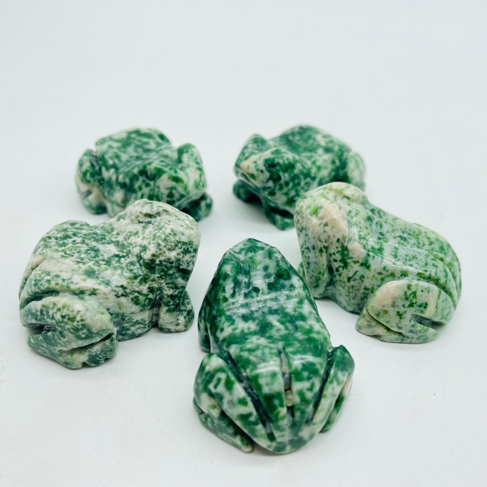 Green Dot Stone Frog Carving Animals Wholesale -Wholesale Crystals