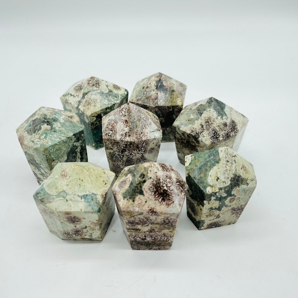 Green Flower Rhyolite CupCake Shape Tower Points Wholesale -Wholesale Crystals
