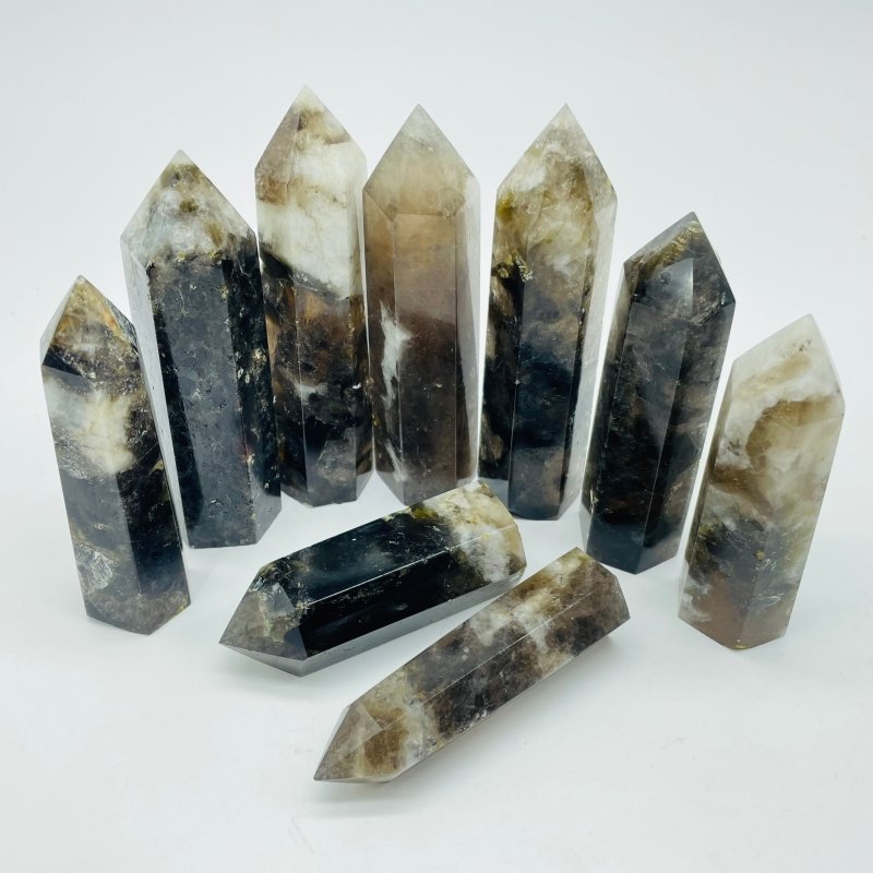 Green Mica Mixed Clear Quartz Tower Points Wholesale -Wholesale Crystals