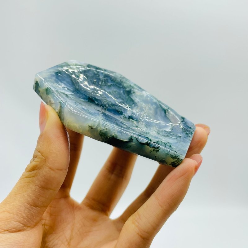 Green Moss Agate Shallow Bowl Coffin Wholesale -Wholesale Crystals