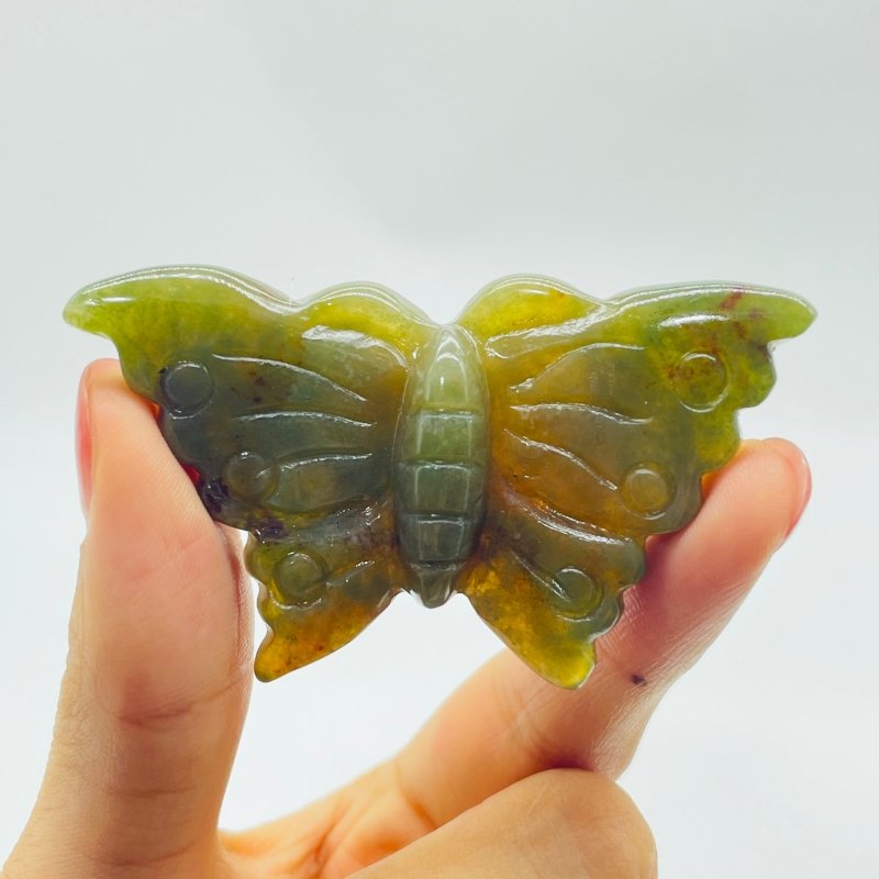 Green Ocean Jasper Beautiful Butterfly Carving Wholesale -Wholesale Crystals