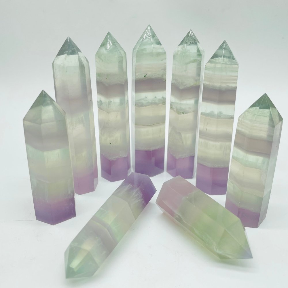 Green Purple Transparent Fluorite Tower Points Wholesale -Wholesale Crystals