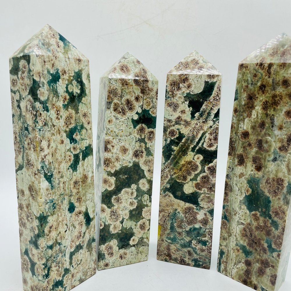 Green Sakura Four-Sided Large Tower Point Wholesale -Wholesale Crystals