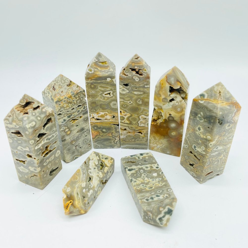 Grey Ocean Jasper Four-Sided Tower Point Wholesale -Wholesale Crystals
