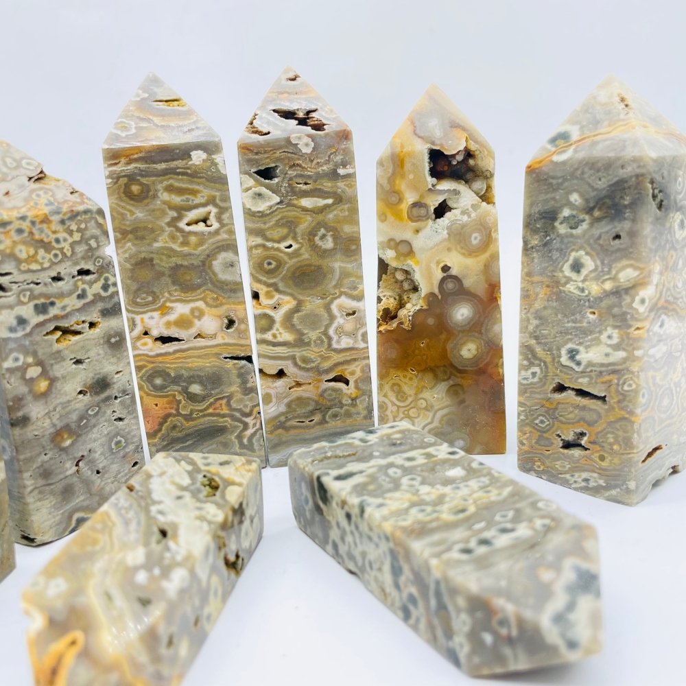 Grey Ocean Jasper Four-Sided Tower Point Wholesale -Wholesale Crystals