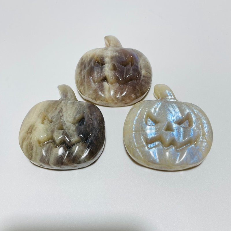Halloween Pumpkin Carving Moonstone Mixed Sunstone Silver Obsidian Wholesale -Wholesale Crystals