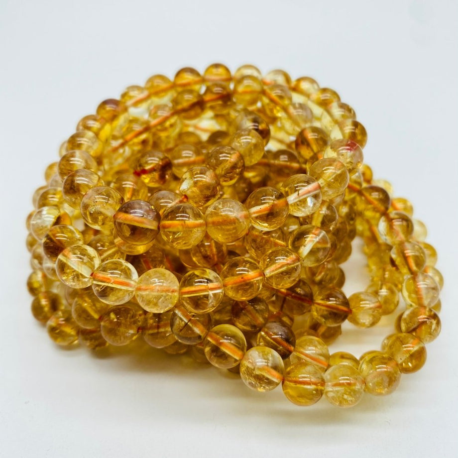 Natural Citrine Gemstone Bracelet 8mm Clear-clarity Citrine Beads,  High-quality Yellow Stretch Cord, November Birthstone - Etsy