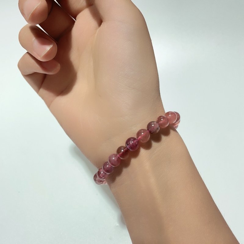 Pink Unicorn Stone Bracelet, Pink Tourmaline in Lepidolite Bracelet