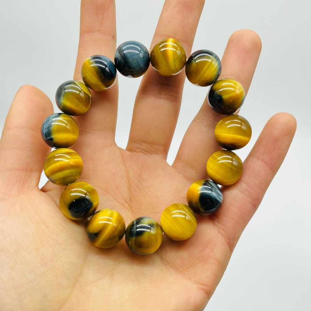 High Grade Gold Blue Tiger Eye Flash Bracelet (HGUB02) -Wholesale Crystals