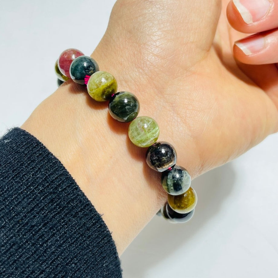 secure payment 10.4-10.7m Natural AAA Tourmaline Bracelet Rainbow Colour.  Clear crystal. | www.fcbsudan.com