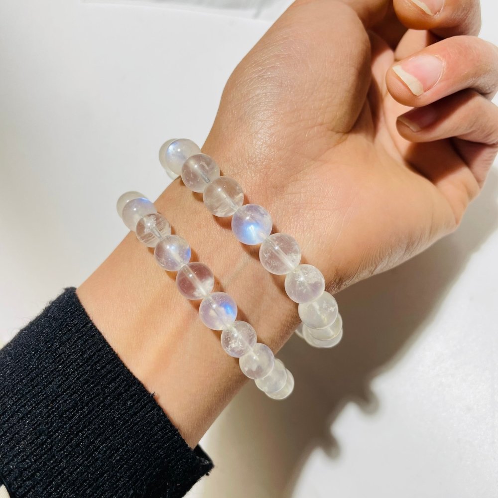 Peach Moonstone, Kiwi Jasper and Montana Agate Healing Crystal Bracelet  with Lotus Charm | Soul Sisters Designs